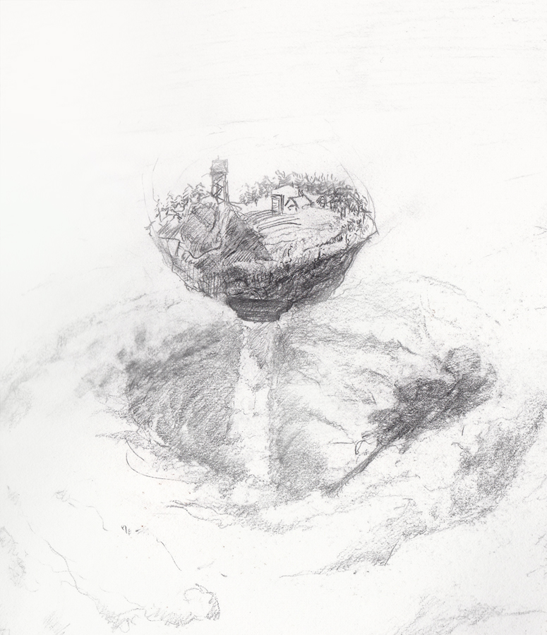 775x900 floating island with engine - Floating Island Drawing