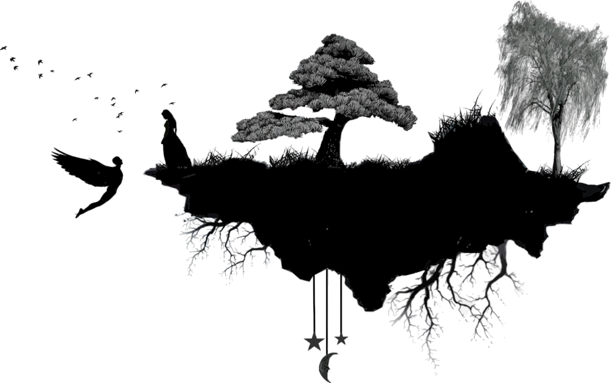 1195x750 floating island drawing silhouette cc0 - Floating Island Drawing