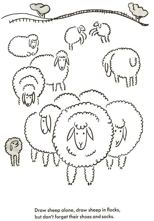 500x715 how to draw sheep - Flock Drawing