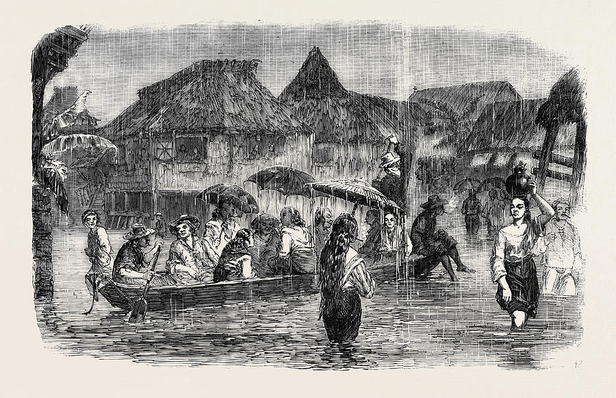 900x581 Our Street At Manilla During A Flood Drawing - Flood Drawing