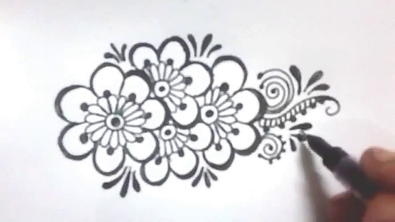 1280x720 how to draw easy,simple floral henna mehndi design on hand step - Floral Design Drawing