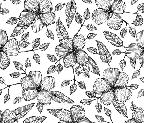 470x403 black white floral line drawing pattern wallpaper - Floral Design Drawing