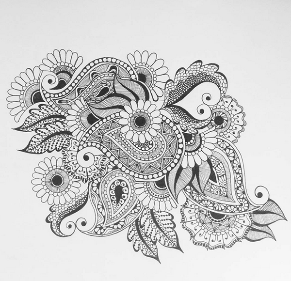 600x580 graphic designs floral drawings on wacom gallery - Floral Drawings