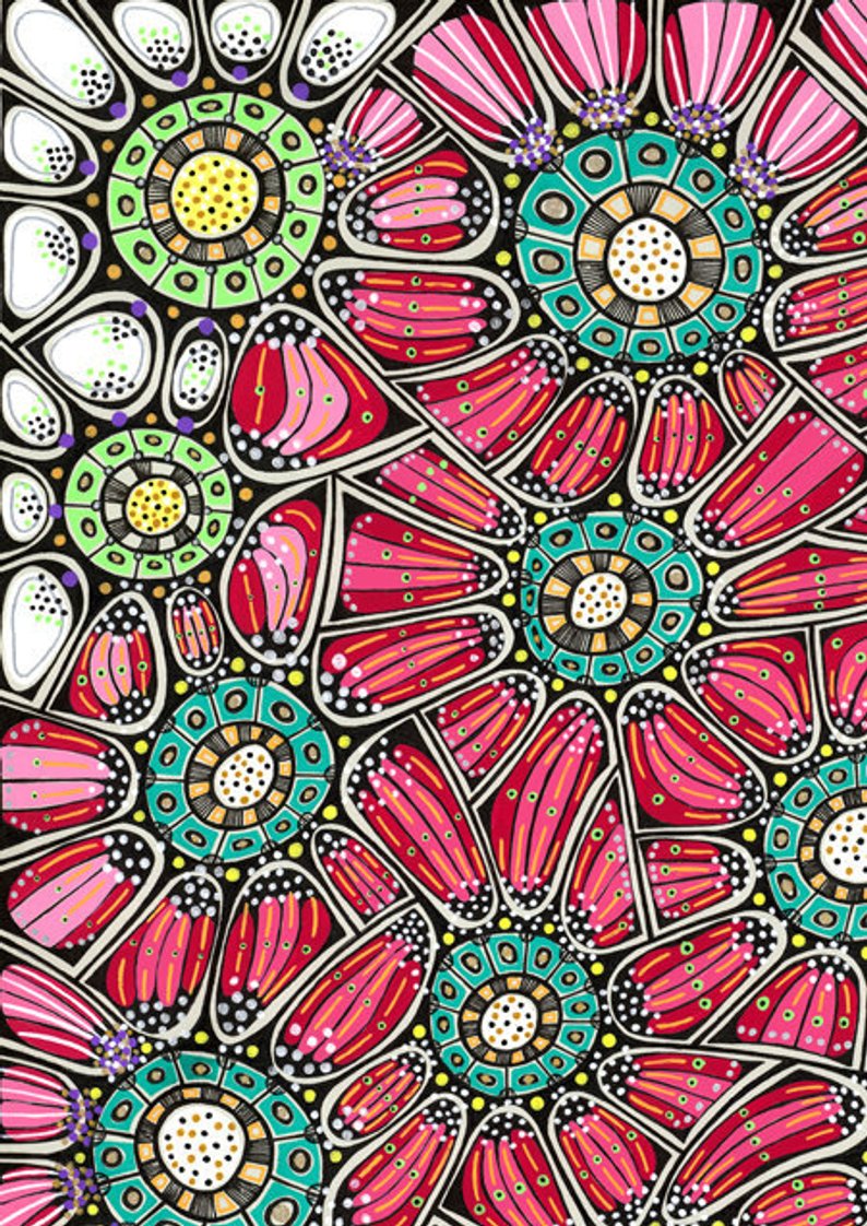 794x1122 floral pattern art nouveau style original art drawing etsy - Floral Pattern Drawing