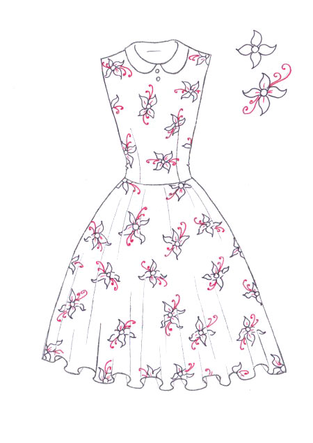 450x637 How To Draw Floral Print I Draw Fashion - Floral Pattern Drawing