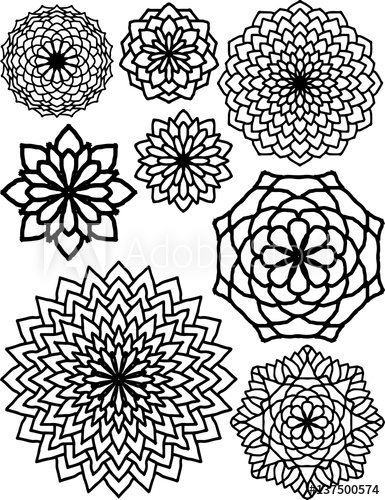385x500 Abstract Flower Patterns Drawings Black And White Illustrations - Floral Pattern Drawing