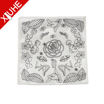 350x350 Custom Printed Flower Handkerchief Design White Small Drawing - Floral Pattern Drawing