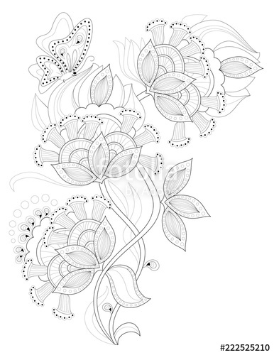 386x500 Black And White - Floral Print Drawing