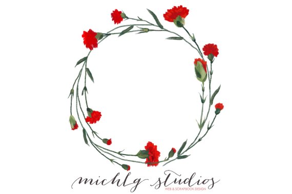 570x379 Hand Drawn Floral Wreath Digital Clip Art Flower Clipart Etsy - Floral Wreath Drawing