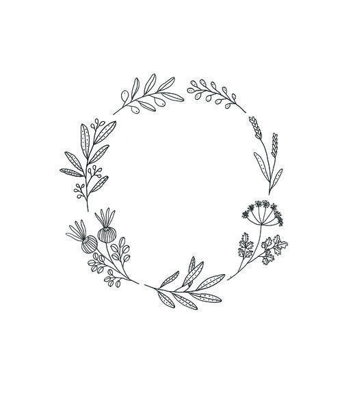 500x594 wreath and laurel art traveler's notebook wreath - Floral Wreath Drawing