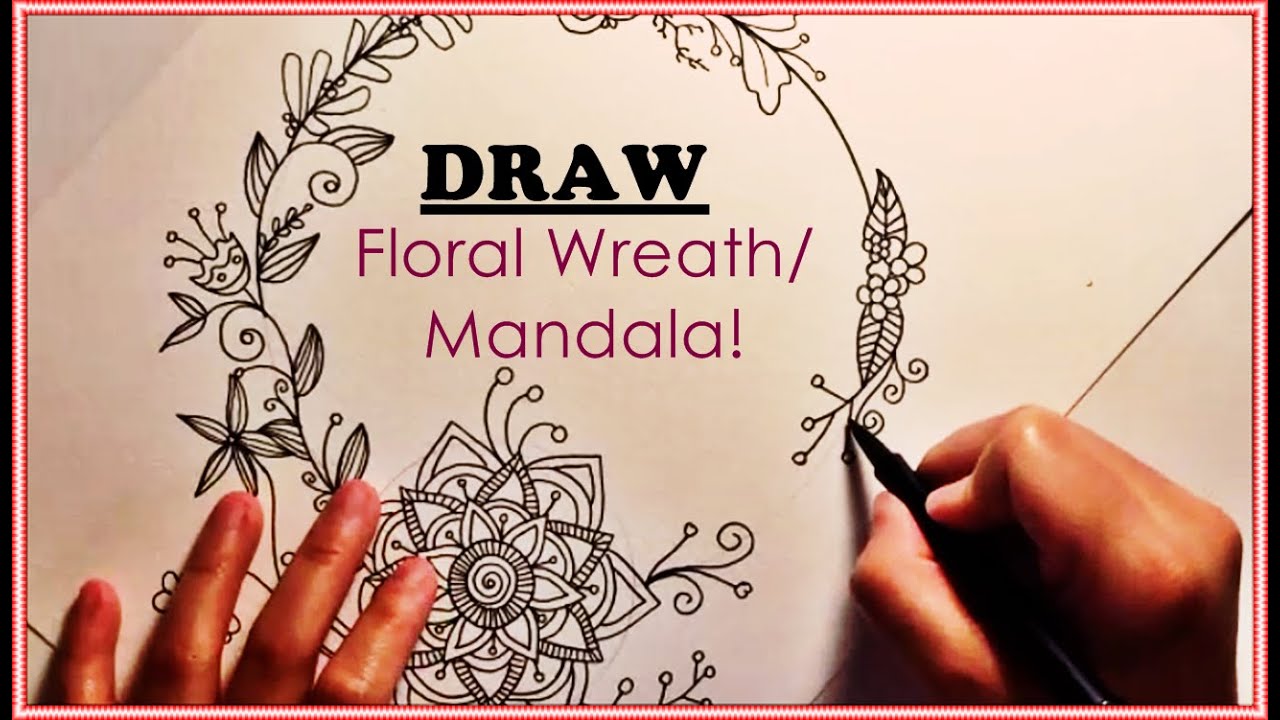 1280x720 draw a chic floral wreathmandala design - Floral Wreath Drawing