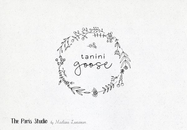 600x417 hand drawn floral wreath logo design - Floral Wreath Drawing