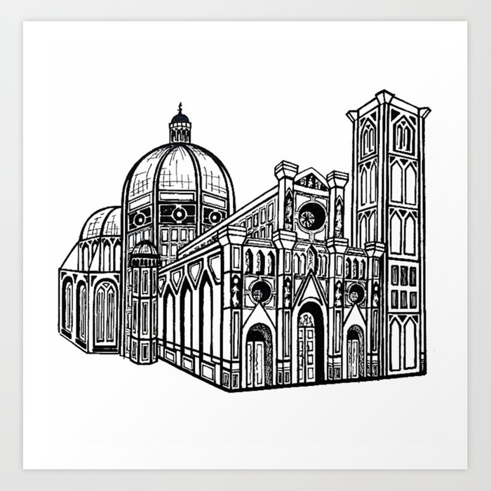 700x700 florence duomo drawing art print - Florence Drawing