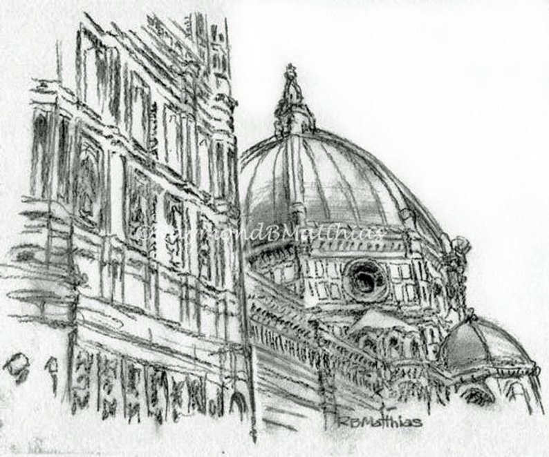 794x662 florence italy duomo pen and ink drawing fine art black and etsy - Florence Drawing