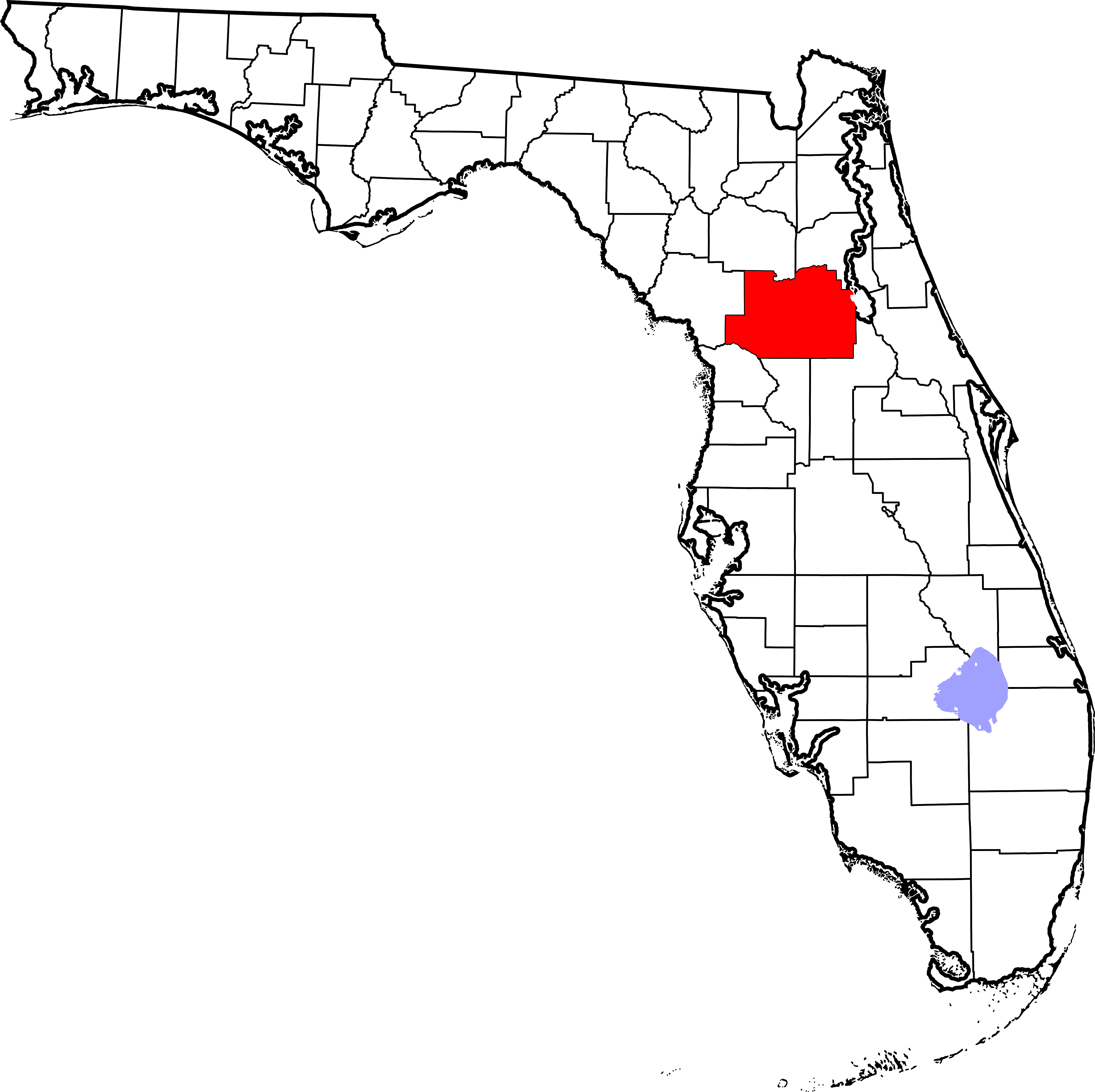 4108x4096 Filemap Of Florida Highlighting Marion County - Florida Map Drawing
