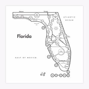300x300 Florida Map Print Archie's Press - Florida Map Drawing
