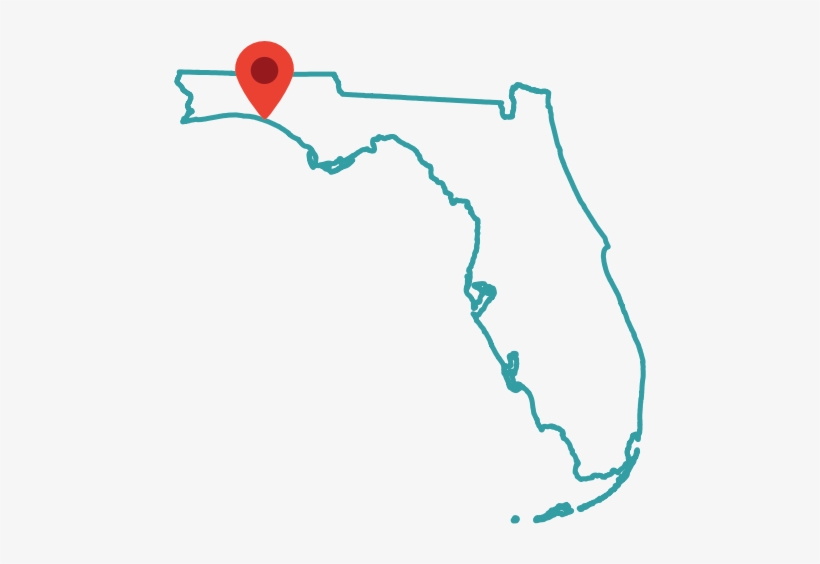 820x564 Florida Map With Marker On Destin - Florida Map Drawing