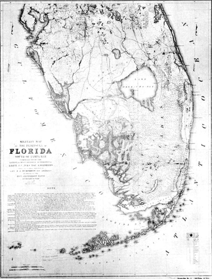 684x900 Vintage Map Of Southern Florida - Florida Map Drawing