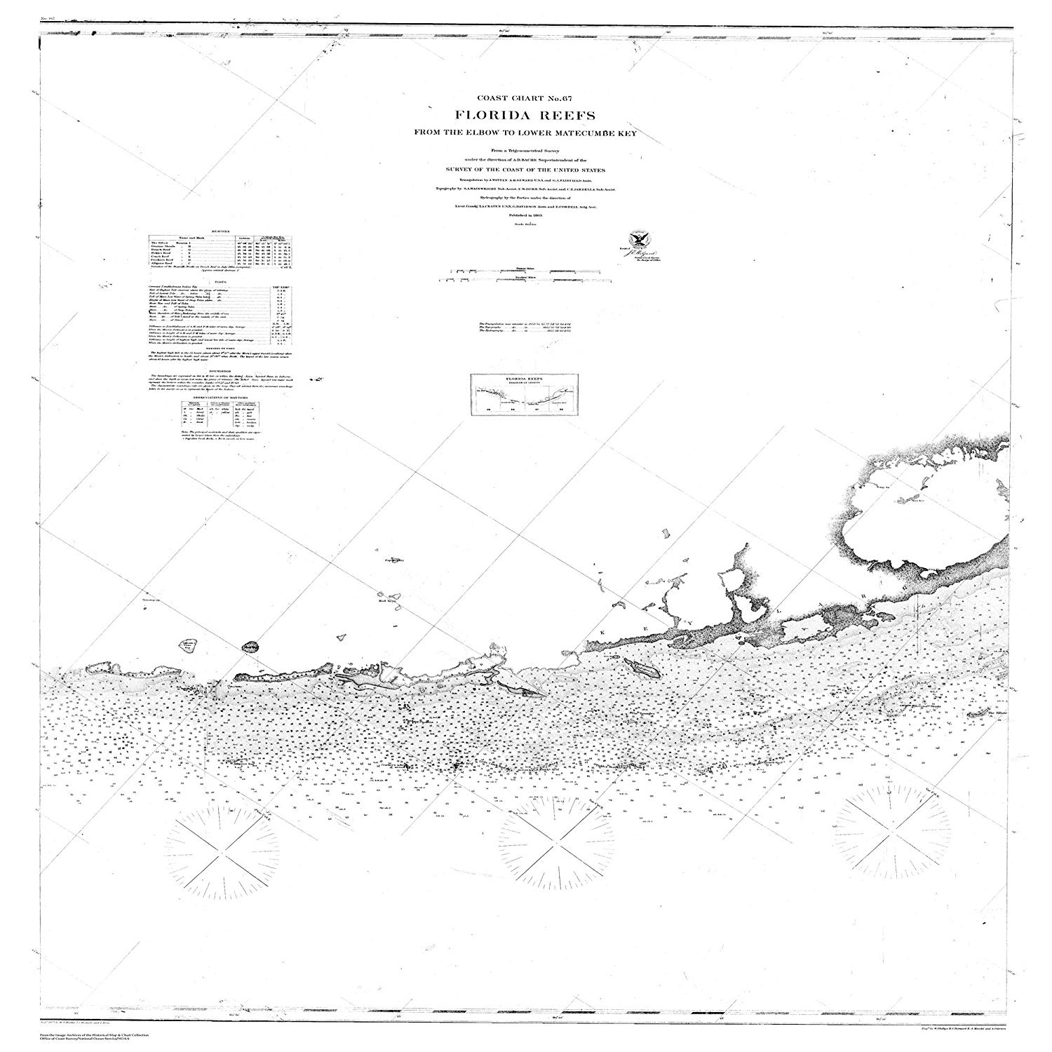 1500x1500 vintography x inch us old nautical map - Florida Map Drawing