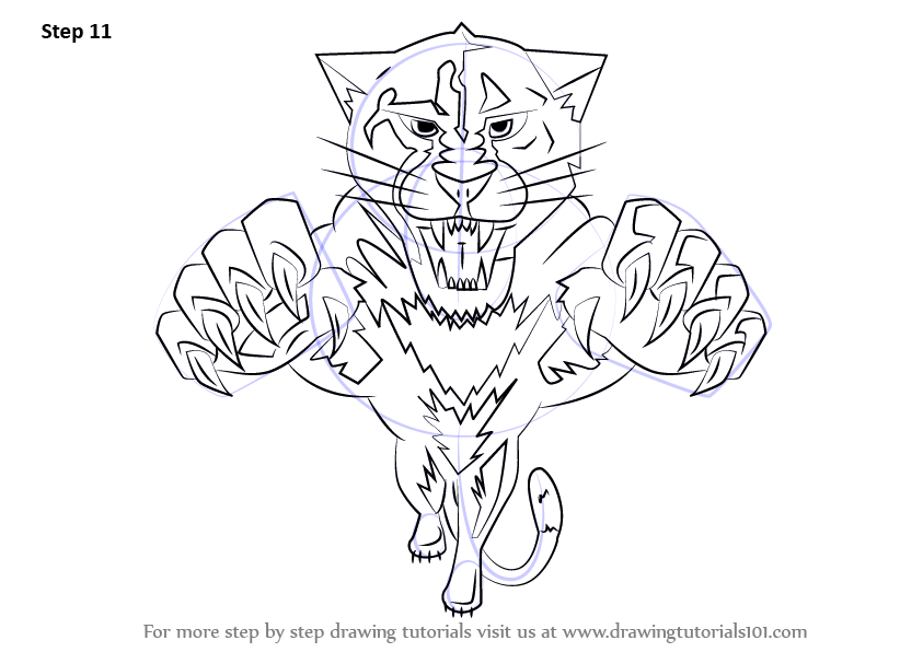 843x596 Learn How To Draw Florida Panthers Logo - Florida Panther Drawing