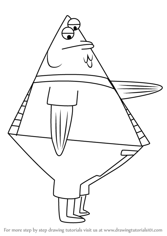 567x800 learn how to draw flatts the flounder from spongebob squarepants - Flounder Drawing