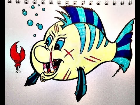 480x360 How To Draw Flounder - Flounder Little Mermaid Drawing