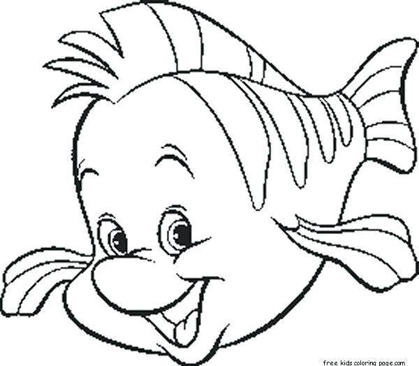 600x524 Printable Coloring Pages For Funny Draw Photo Flounder Colouring - Flounder Little Mermaid Drawing
