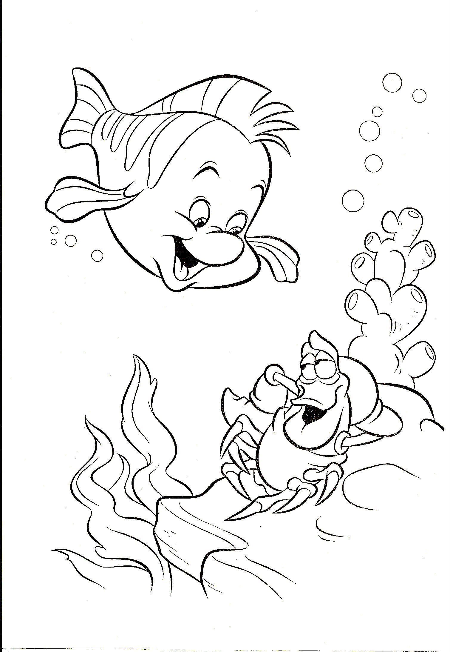 1509x2184 Flounder And Sebastian Coloring Calms Me Mermaid Coloring - Flounder Little Mermaid Drawing
