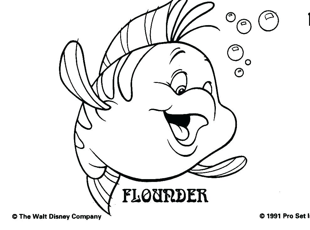 988x732 Ariel And Flounder Coloring Pages Little Mermaid Coloring Pages - Flounder Little Mermaid Drawing
