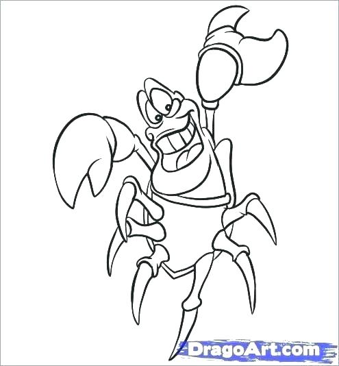 495x534 Coloring Pages Little Mermaid Home Flounder And Sebastian - Flounder Little Mermaid Drawing