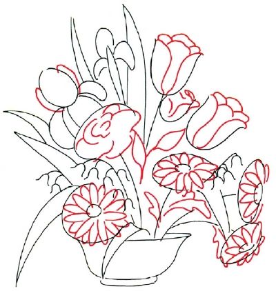 400x422 how to draw a flower arrangement in steps how to draw - Flower Arrangement Drawing