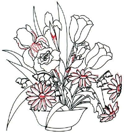 400x431 finish the flowers - Flower Arrangement Drawing