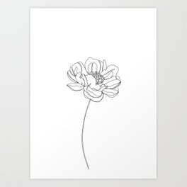 264x264 Flower Drawings Art Prints - Flower Art Drawings