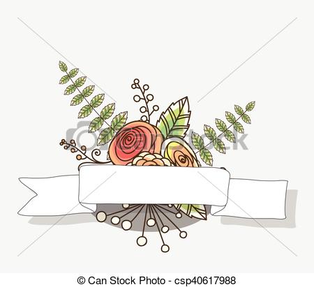 450x412 fancy flowers festive banner vector illustration - Flower Banner Drawing