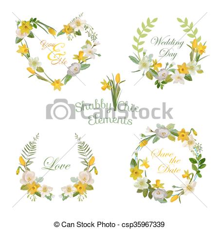450x470 flower banners and tags floral wreath vector set - Flower Banner Drawing