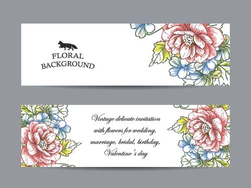 500x375 flower banners hand drawing vector design free download - Flower Banner Drawing