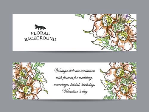 500x375 flower banners hand drawing vector design free download - Flower Banner Drawing