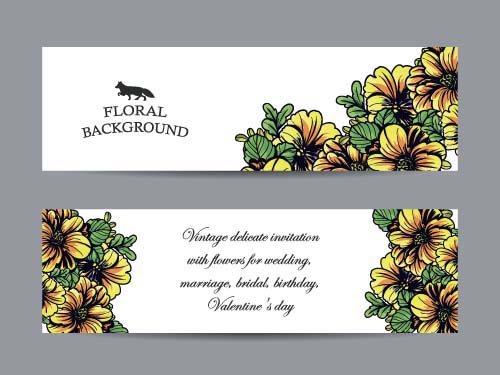 500x375 flower banners hand drawing vector design free download - Flower Banner Drawing