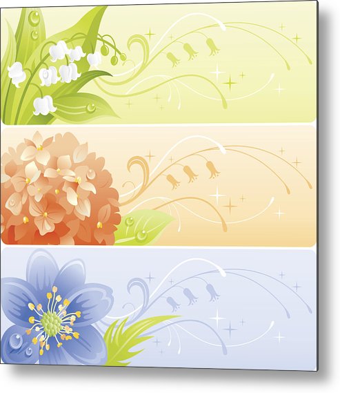 493x569 flowers banner set metal print - Flower Banner Drawing