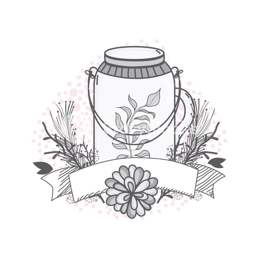 1000x1000 flowers in mason jar with ribbon banner drawing design royalty - Flower Banner Drawing