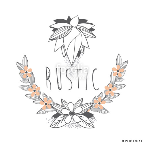 500x500 rustic ribbon banner with flowers hand drawn stock image - Flower Banner Drawing