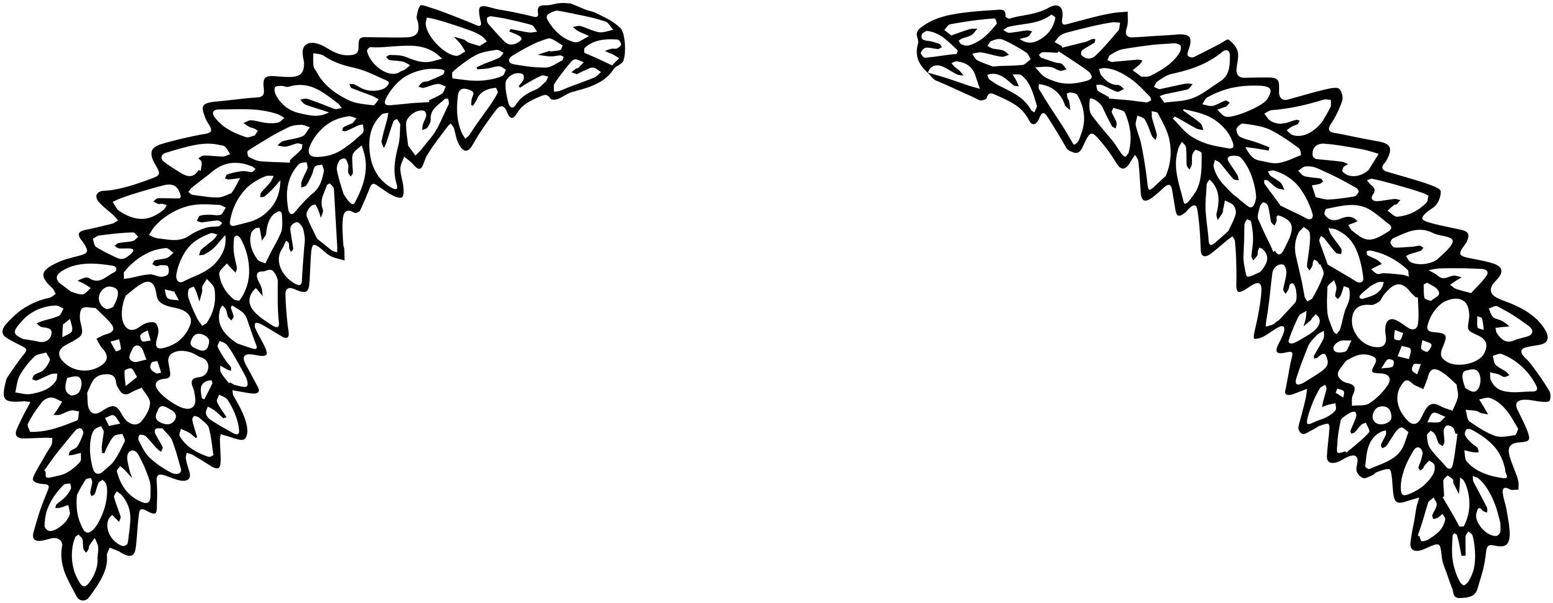 3084x1198 black and white flower banner png black and white download - Flower Banner Drawing