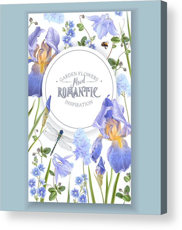 595x750 blue flower banner acrylic print - Flower Banner Drawing
