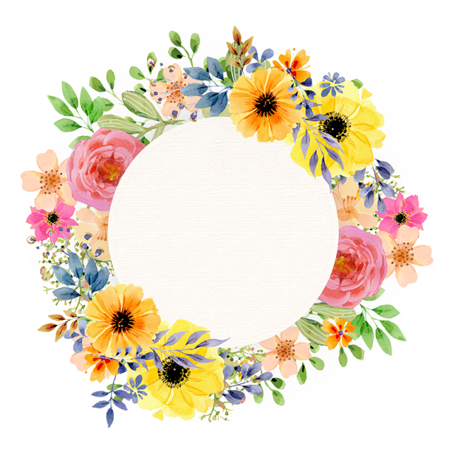 640x640 Drawing Spring Flower Transparent Png Clipart Free Download - Flower Banner Drawing