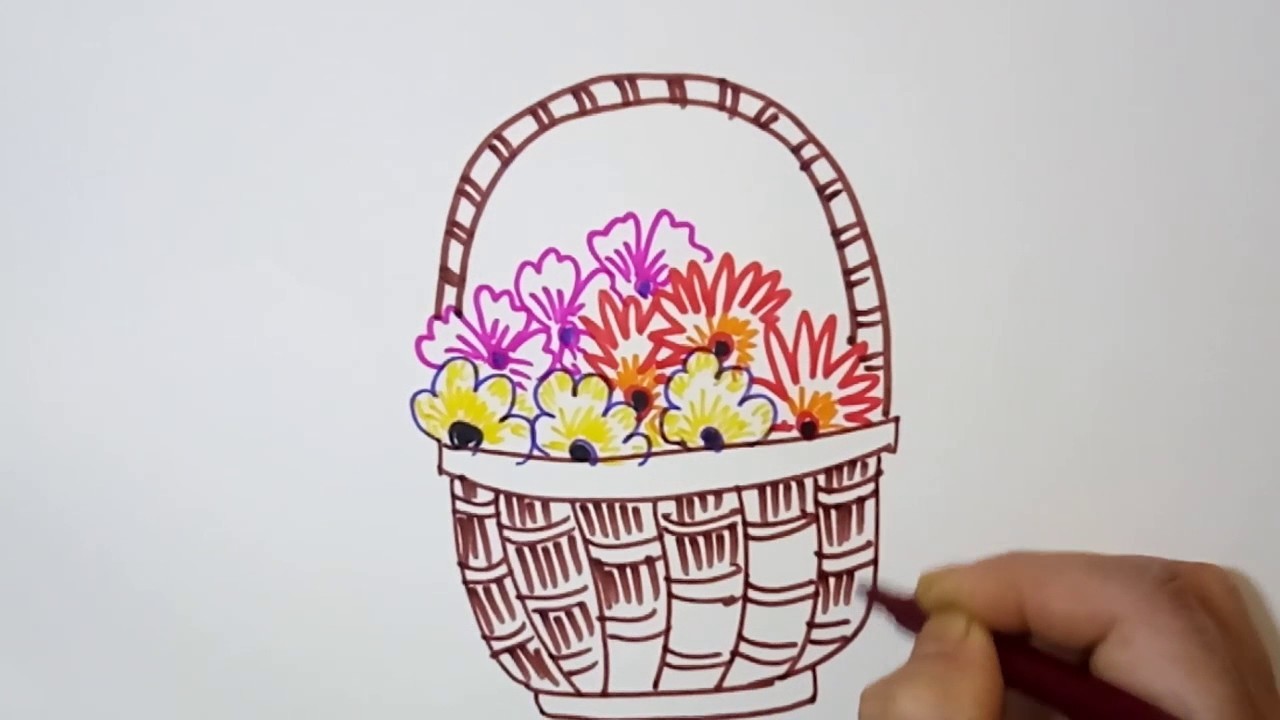 1280x720 flower basket how to draw a flower basket with easy st quick - Flower Basket Drawing