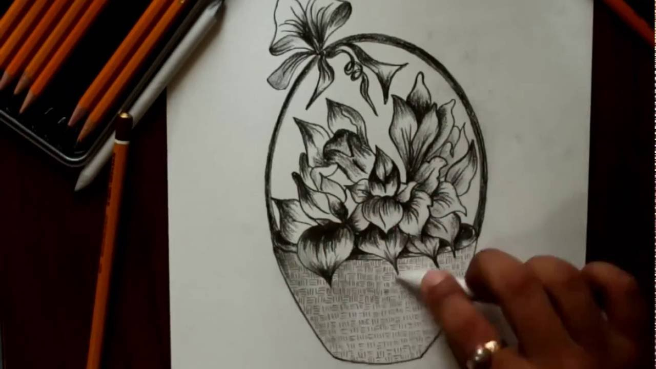 1280x720 flower basket pencil drawing tutorial how to draw a basket - Flower Basket Drawing