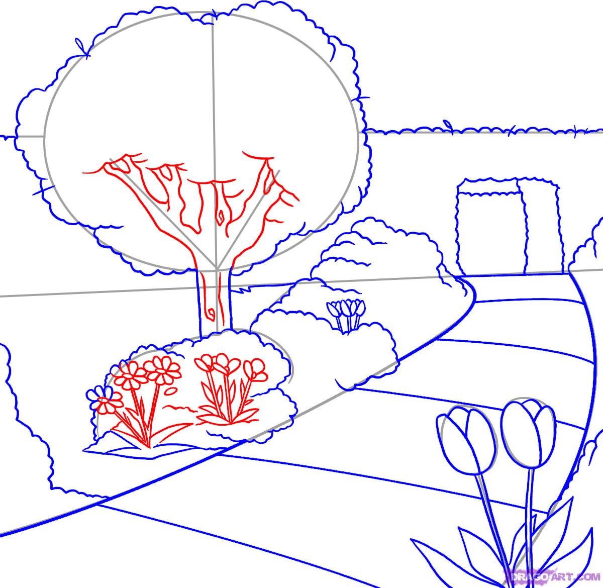 Flower Bed Drawing at Explore collection of Flower