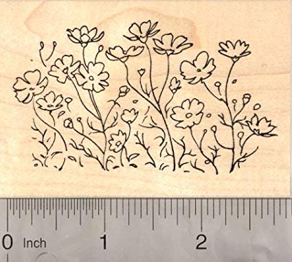 425x382 Flower Bed Rubber Stamp Arts, Crafts Sewing - Flower Bed Drawing