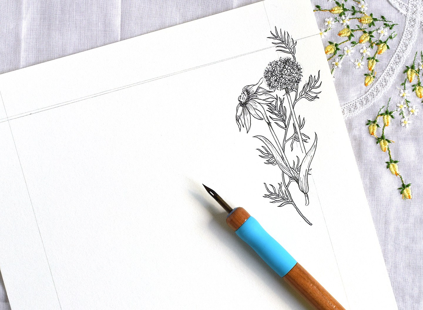 1440x1056 simple flower border tutorial the postman's knock - Flower Border Drawing