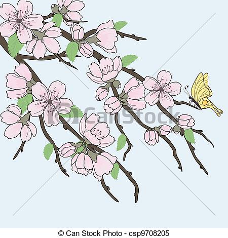 450x470 branch with flowers illustrations and clip art branch - Flower Branch Drawing